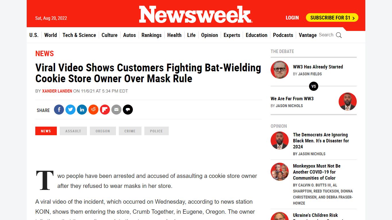 Viral Video Shows Customers Fighting Bat-Wielding Cookie ... - Newsweek
